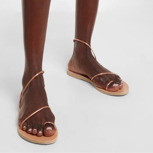 Ancient Greek Chora Iridescent Rame Leather 'Barely There' Sandals NEW size 36/6